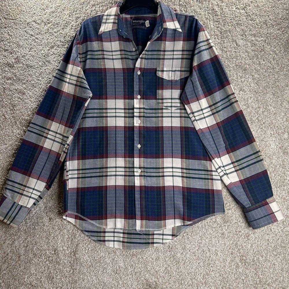 Vintage‎ Wrangler Cowboy Cut Button Down Shirt Men's Size 16.5x36 Xlong Tails